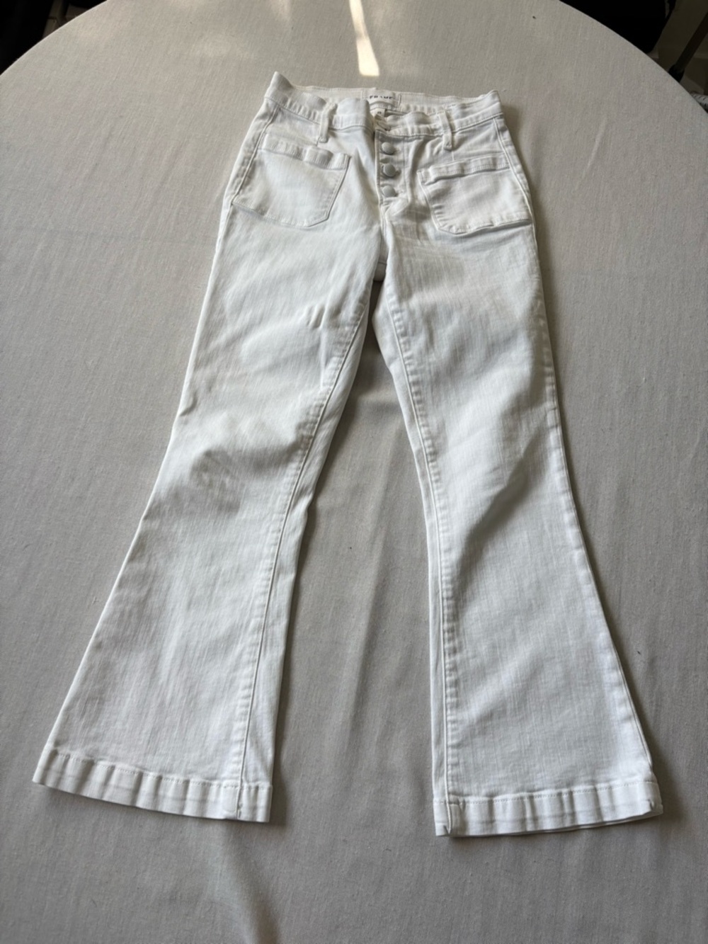 FRAME Le Bardot Crop Flare Jeans White Blanc Mid Rise Size 25